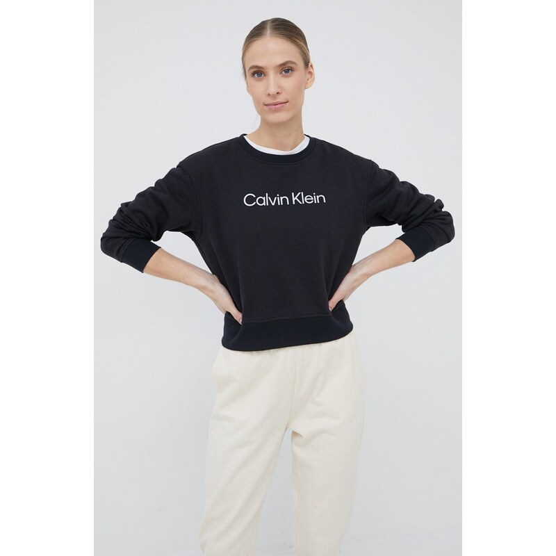 Tepláková mikina Calvin Klein Performance Ck Essentials černá barva, s potiskem