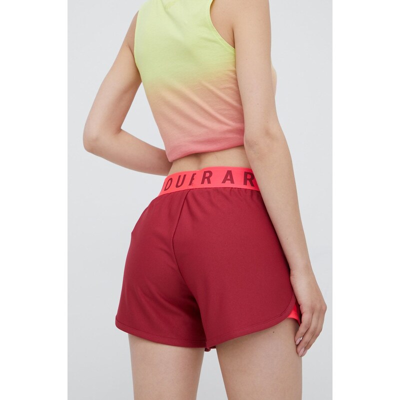 Tréninkové šortky Under Armour Play Up 1355791 dámské, vínová barva, s potiskem, medium waist, 1355791