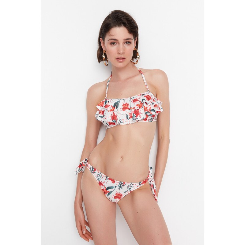 Dámský bikinový top Trendyol Floral Frill