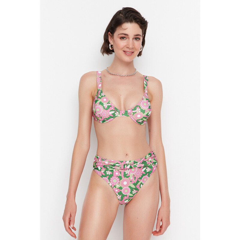 Trendyol Pink Floral Print Bikini Bottoms