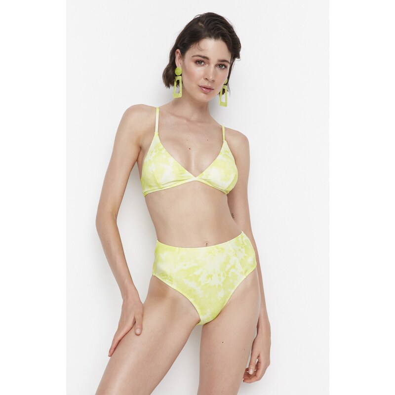 Trendyol Yellow Batik Patterned High Waist Bikini Bottoms