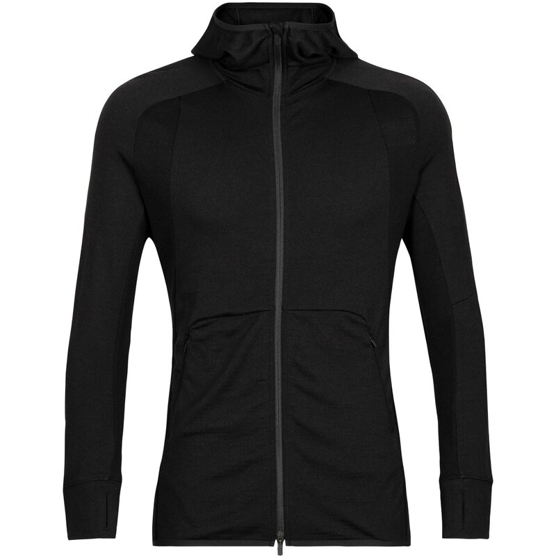 Pánská mikina s kapucí, zip ICEBREAKER Mens ZoneKnit LS Zip Hoodie, Black velikost: L