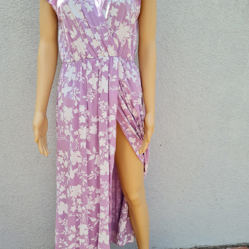Dolce Moda Dámské dlouhé šaty s rozparkem 0137 - fialové