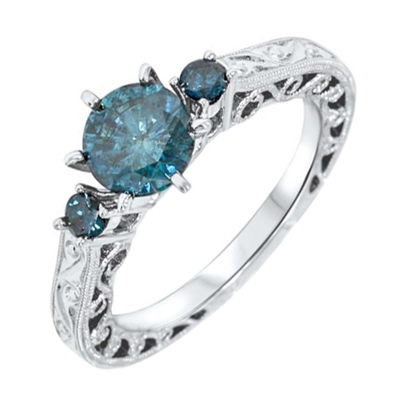 Eppi Zásnubní prsten s modrými diamanty Sikata