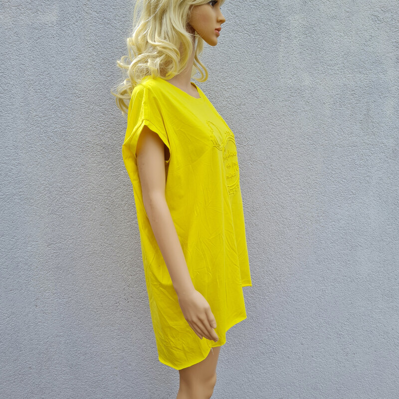 Dolce Moda Dámské volné tričko/šaty s motivem 0136 - žluté