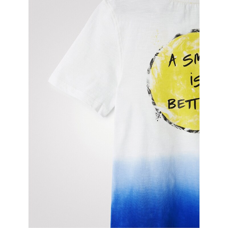 Modro-bílé klučičí tričko s potiskem Desigual Carambola - Kluci