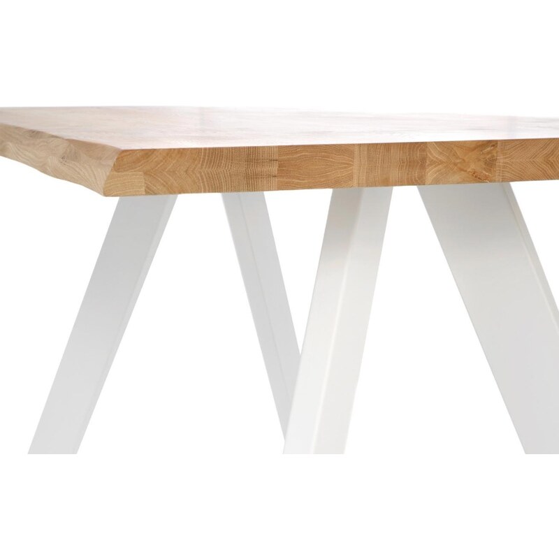 Dubový jídelní stůl Somcasa Lucina 200 x 100 cm s bílou podnoží
