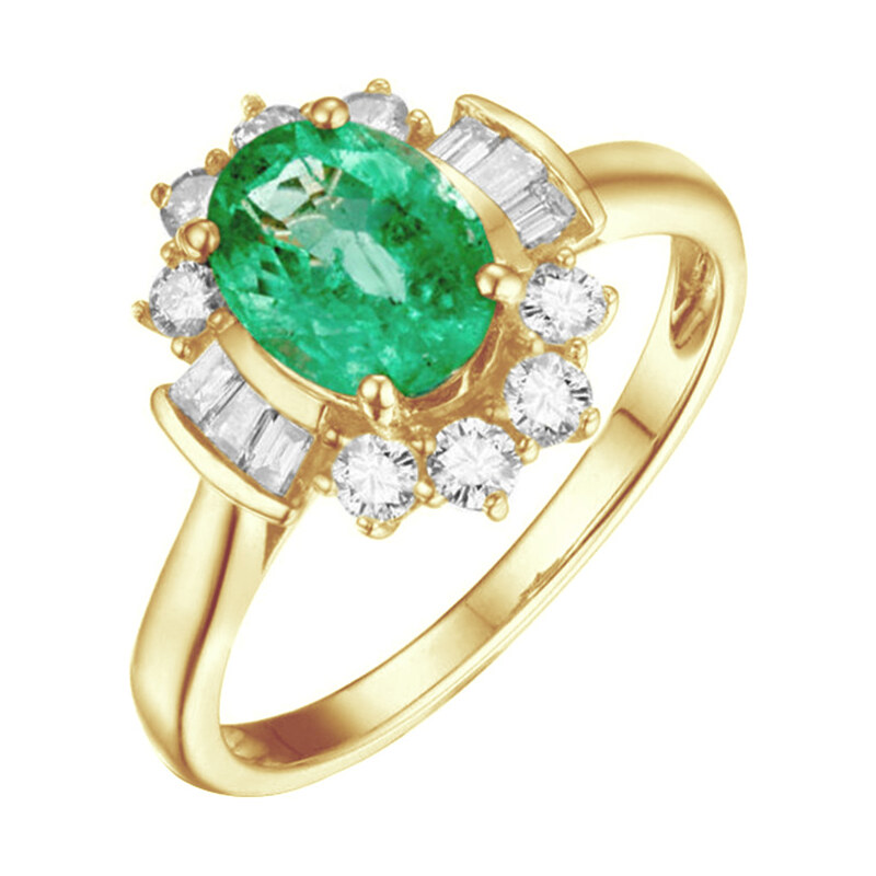 Eppi Zlatý zásnubní prsten s 1.2ct smaragdem a diamanty Kayce
