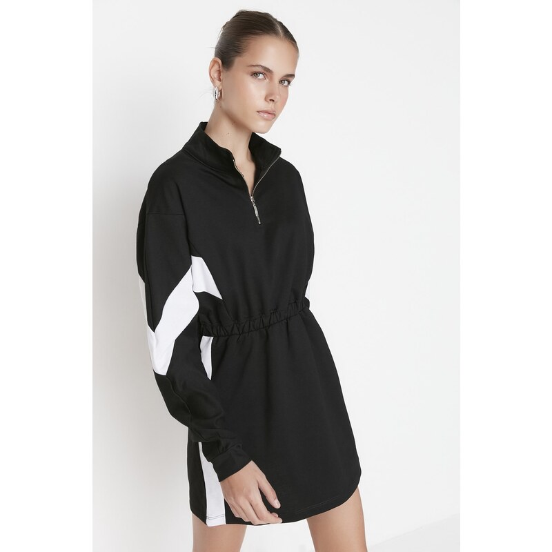 Trendyol Black Color Block A-line Knitted Dress