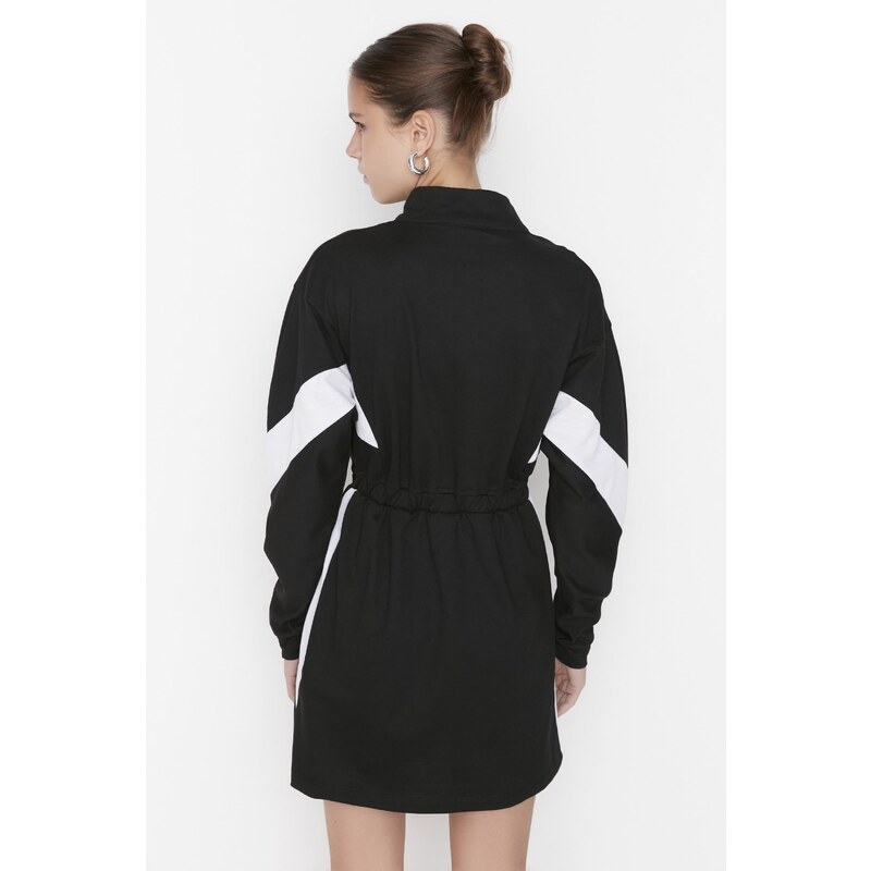 Trendyol Black Color Block A-line Knitted Dress