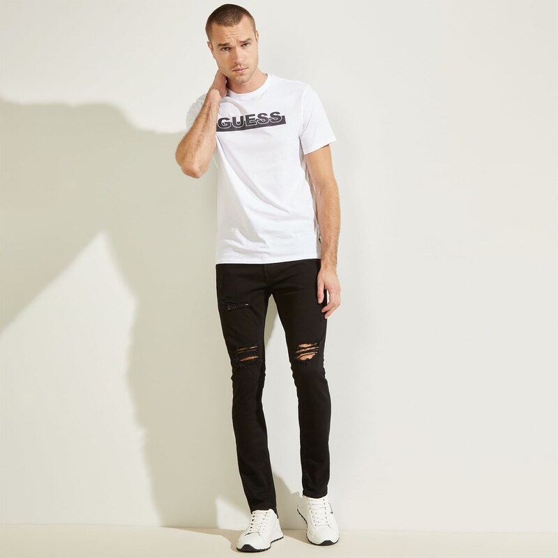 Pánské Tričko GUESS SS BSC APEX TEE MBBI40KAVR0-G011 – Bílá