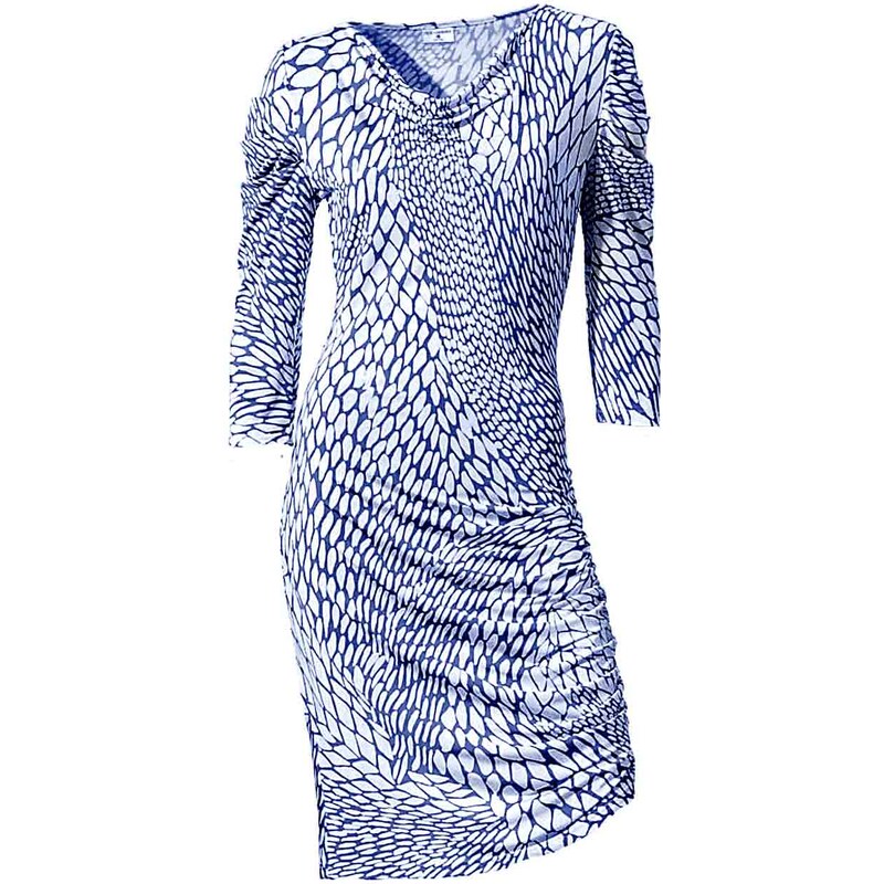 RICK CARDONA návrhářské módní šaty, šaty modrobílé (sklad v.44)
