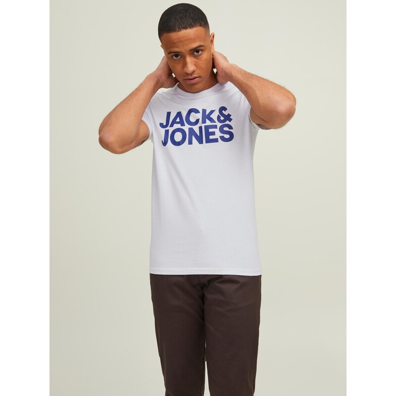 JACK & JONES Tričko marine modrá / enciánová modrá / černá / bílá