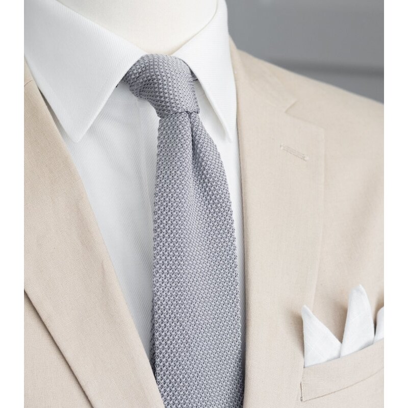 BUBIBUBI Světlešedá pletená kravata Silver