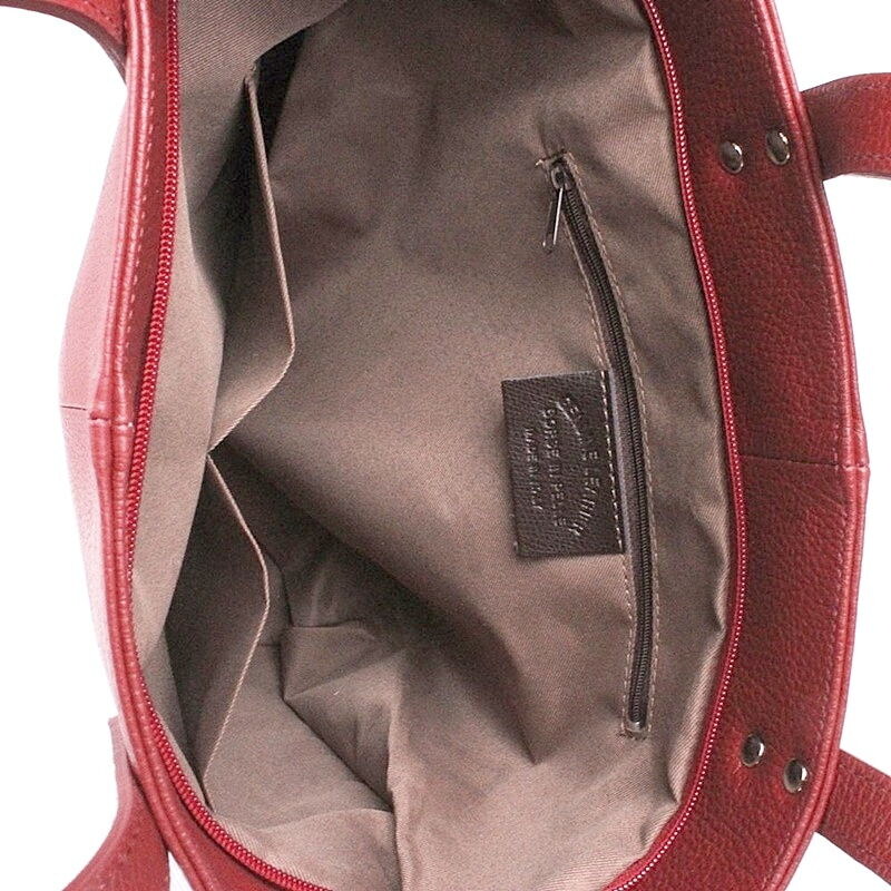 Velká kožená kabelka do ruky/na rameno Borse in Pelle 777 tmavěčervená
