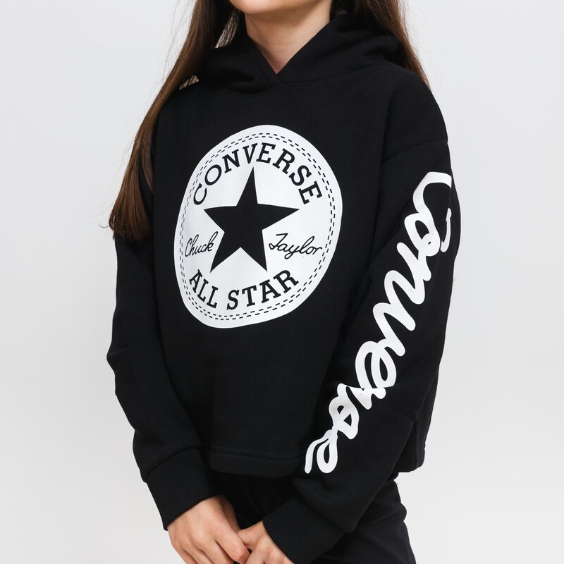 Converse chuck patch cropped hoodie BLACK