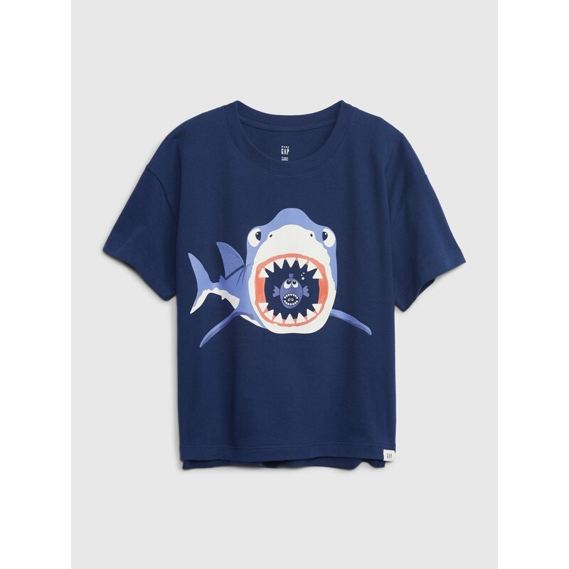 GAP Dětské tričko s potiskem žraloka - Kluci