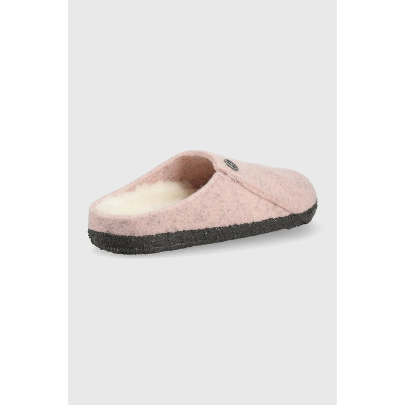 Dětské vlněné pantofle Birkenstock růžová barva