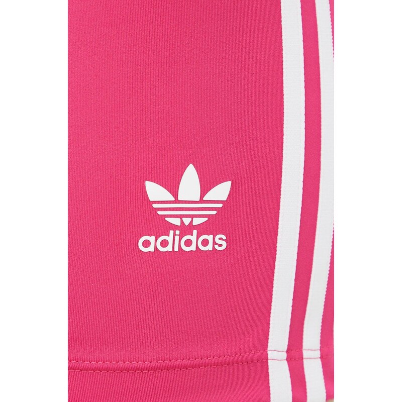 Kraťasy adidas Originals Adicolor dámské, růžová barva, s aplikací, high waist, HG6123-REMAG