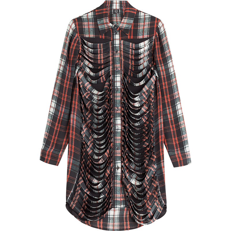 McQ Alexander McQueen Distressed Silk Shirt Dress