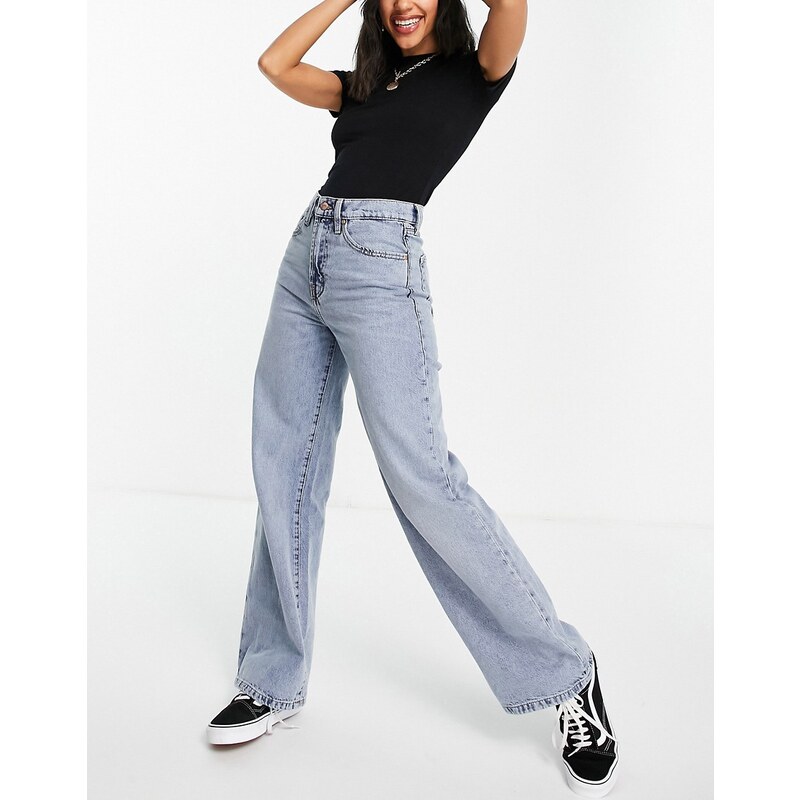 Only Hope high waisted wide leg jeans in light blue wash