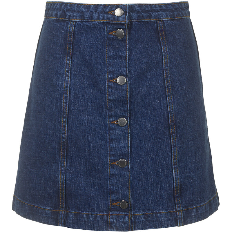 Topshop MOTO Button Front A-Line Skirt