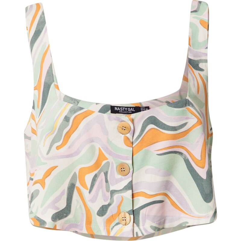 Nasty Gal Top mátová / tmavě zelená / pastelová fialová /