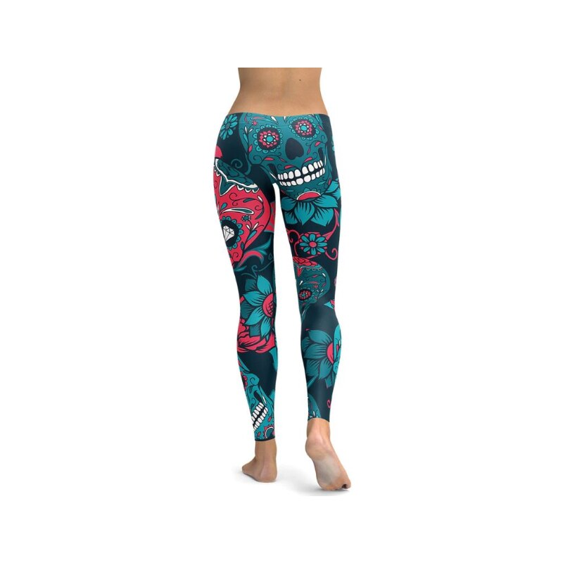 Fitness legíny Skull Blue