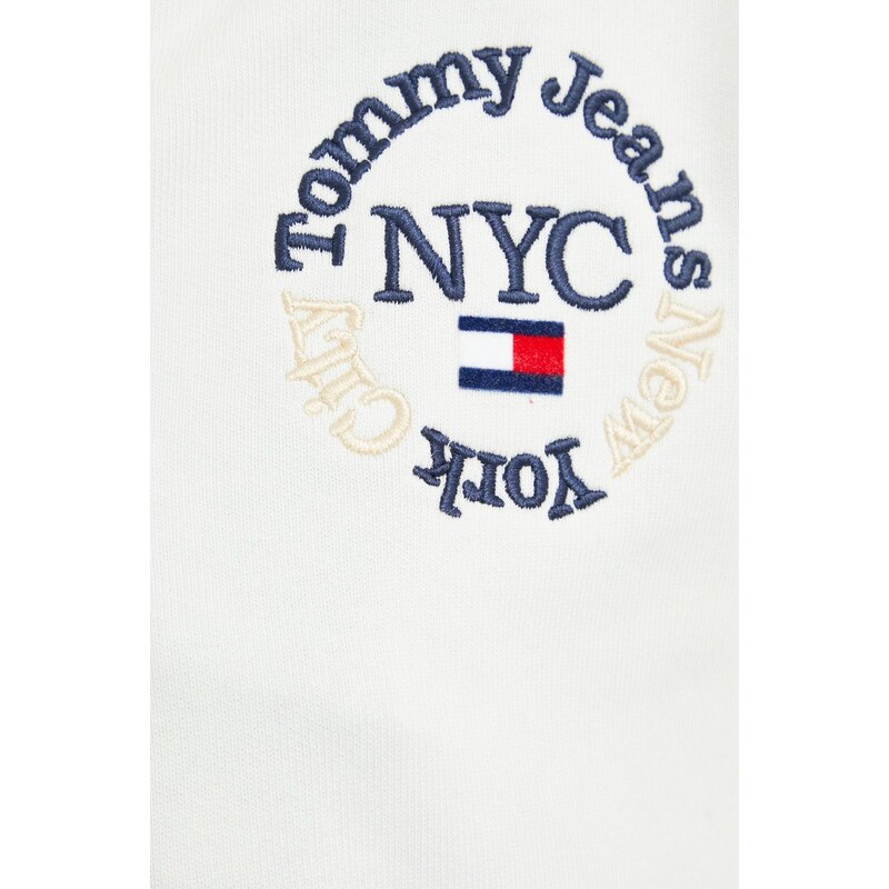 Mikina Tommy Jeans dámská, bílá barva, s aplikací