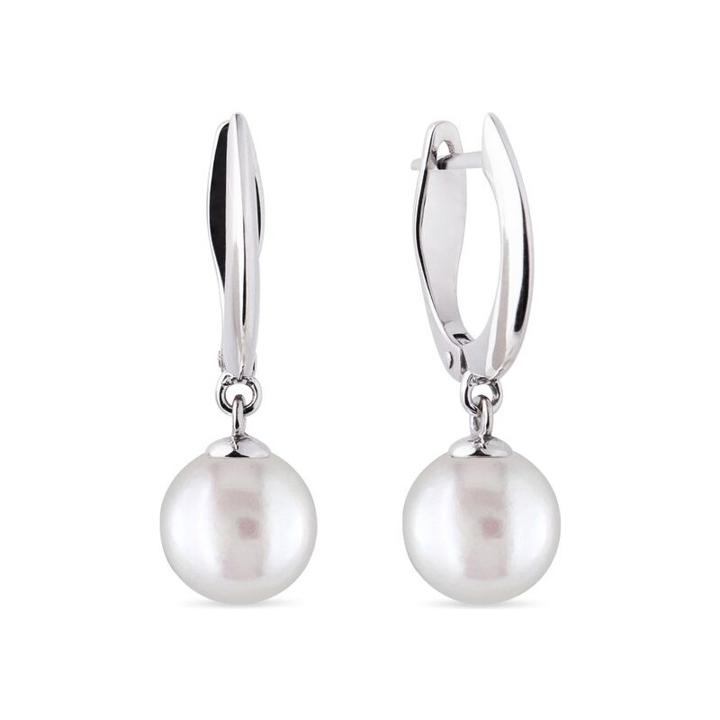 Sladkovodní perlové náušnice v bílém zlatě KLENOTA K0550022