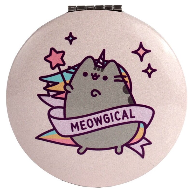 Kapesní zrcátko v kovovém pouzdře s kočkou Pusheen