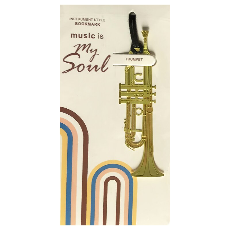 Záložka do knihy kovová - Zlatá - Trumpeta