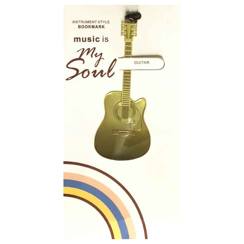 Záložka do knihy kovová - Zlatá - Akustická kytara