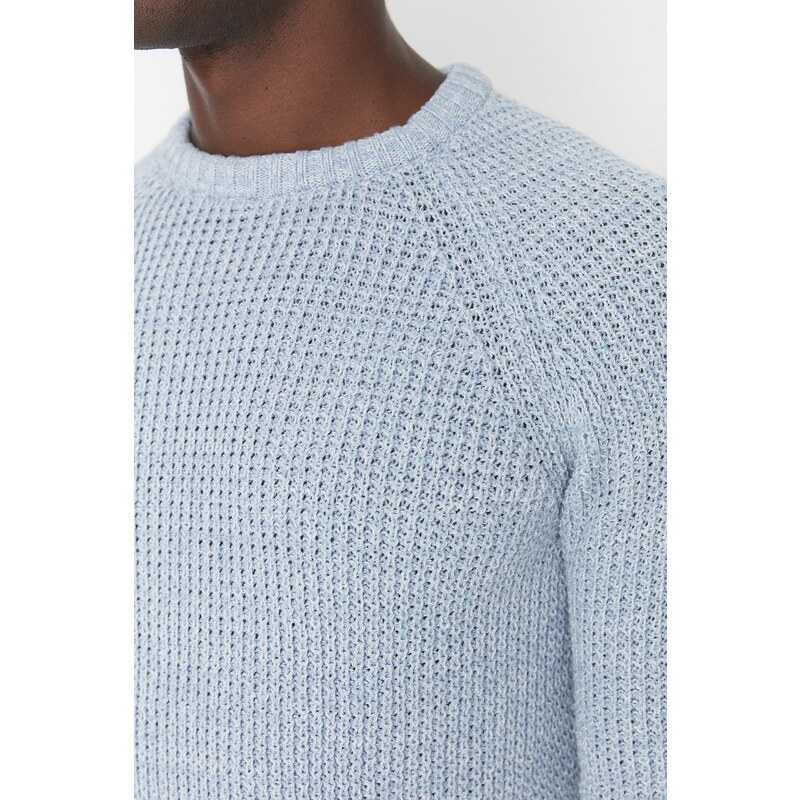 Trendyol Light Blue Regular Fit Crew Neck Raglan Sleeve Knitwear Sweater