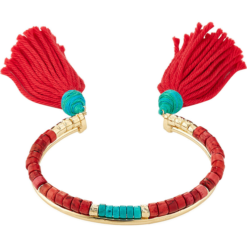 Aurélie Bidermann Sioux Gold Plated Bracelet with Turquoise and Coral