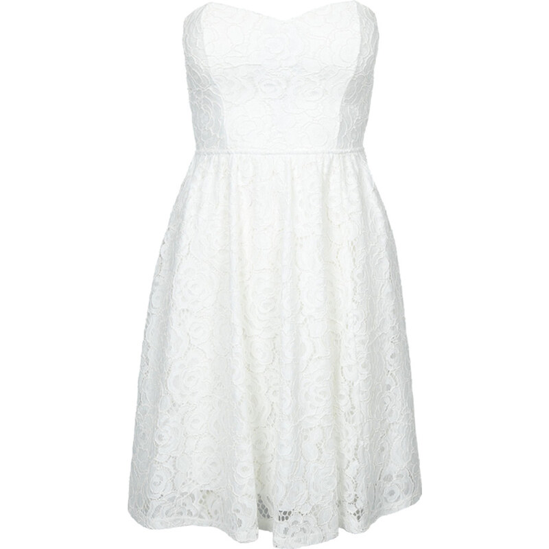 Tally Weijl White Floral Lace Bandeau Skater Dress