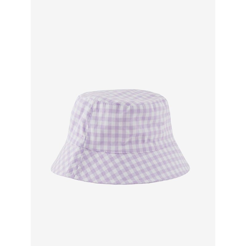 Bílo-fialový kostkovaný klobouk Pieces Laya - Dámské