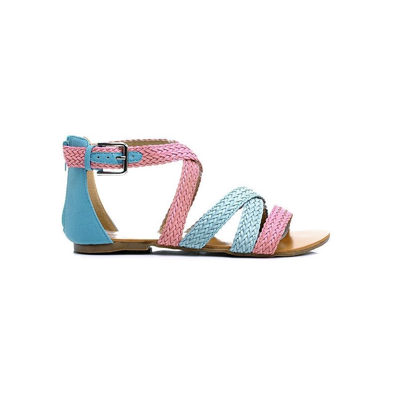 CNB Krásné páskové modro-růžové sandály