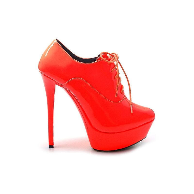 BELLE WOMEN Červené lesklé kotníčkové boty