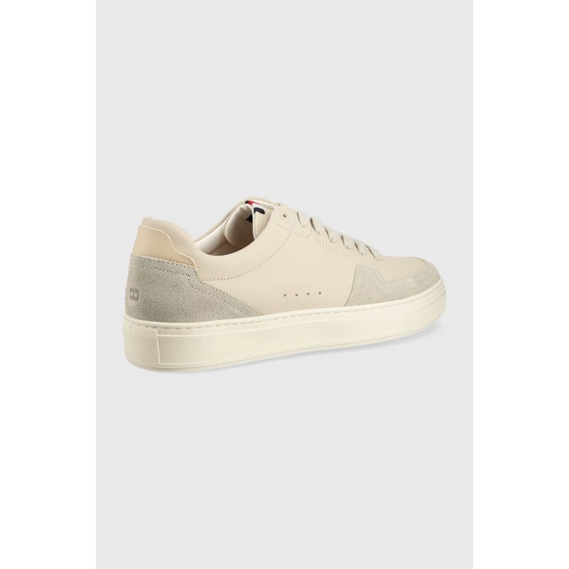 Kožené sneakers boty Tommy Hilfiger Premium Cupsole Sustainable Lea béžová barva