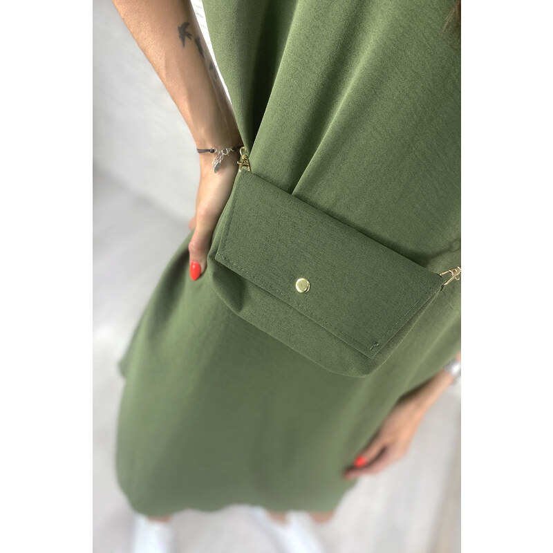 Moda Italia Khaki dámské šaty 03KH