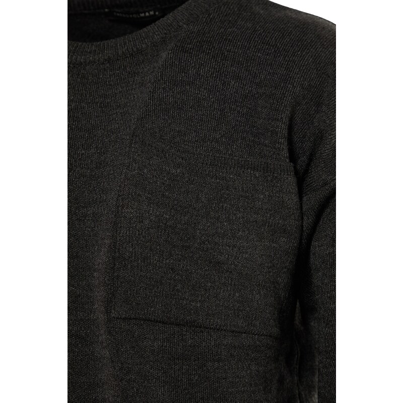 Trendyol Anthracite Crew Neck Oversize Fit Knitwear Sweater