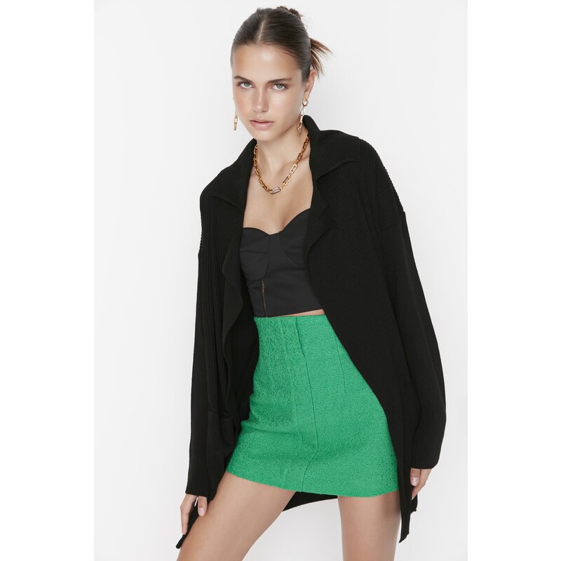 Trendyol Black Pocket Detailed Knitwear Cardigan