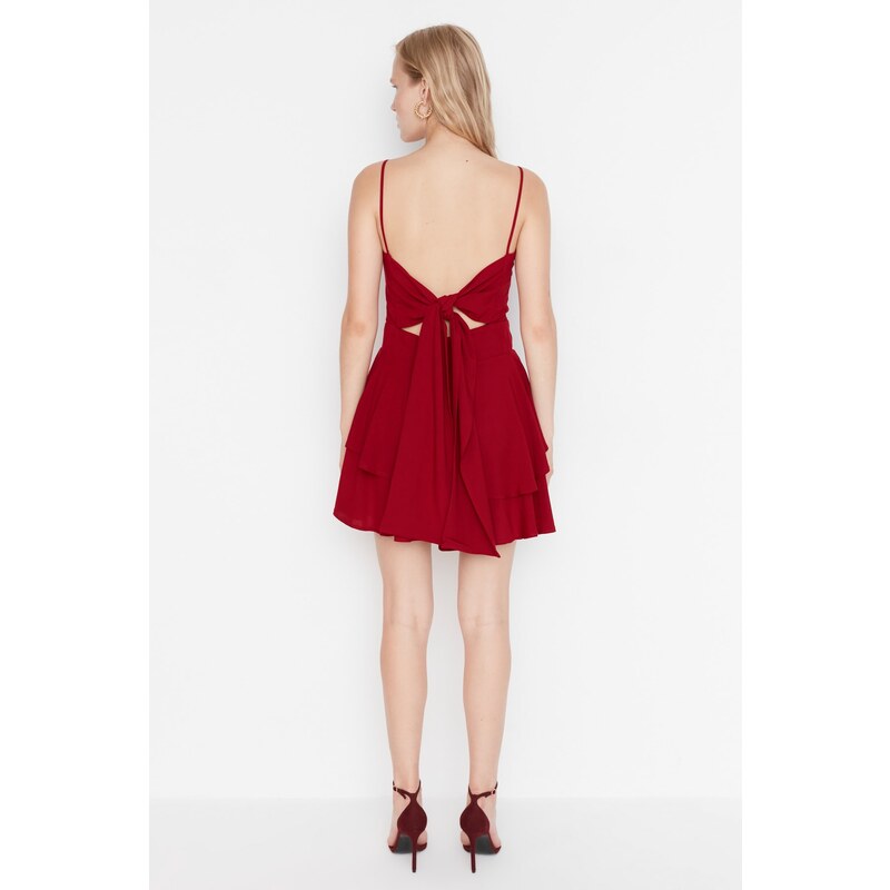 Trendyol Burgundy Strap Woven Jumpsuit