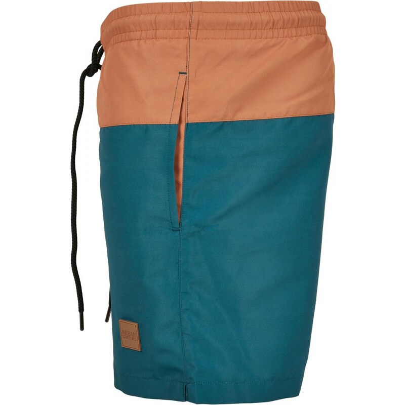 Pánské koupací kraťasy Urban Classics Block Swim Shorts - teal/toffee