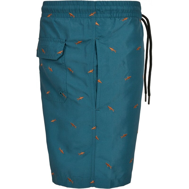 URBAN CLASSICS Embroidery Swim Shorts - shark/teal/toffee