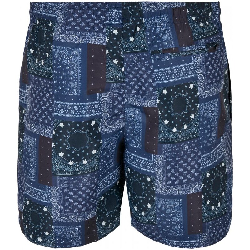 Pánské koupací šortky Urban Classics Pattern Swim Shorts - navy bandana aop