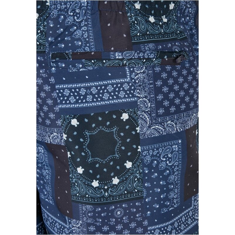 Pánské koupací šortky Urban Classics Pattern Swim Shorts - navy bandana aop