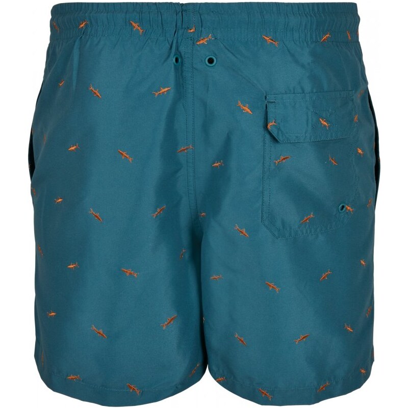 URBAN CLASSICS Embroidery Swim Shorts - shark/teal/toffee