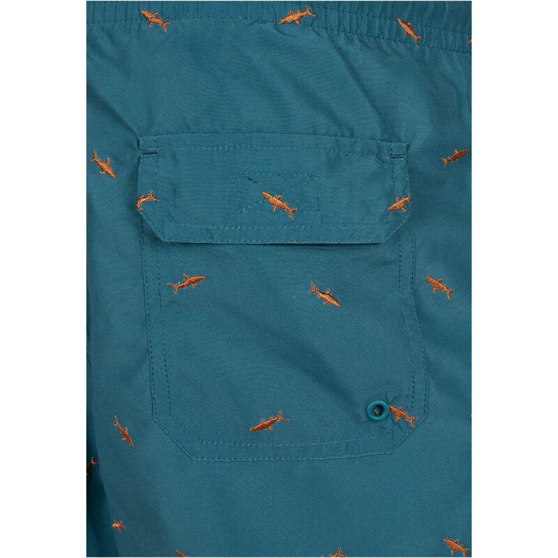 URBAN CLASSICS Embroidery Swim Shorts - shark/teal/toffee